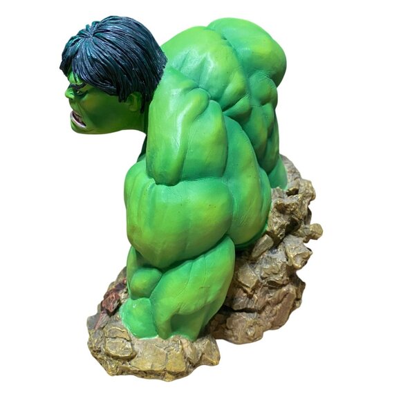 Marvel Hulk Resin Statue Bust Green With Rock Base Collectible Display 8 Inches - Picture 3 of 8